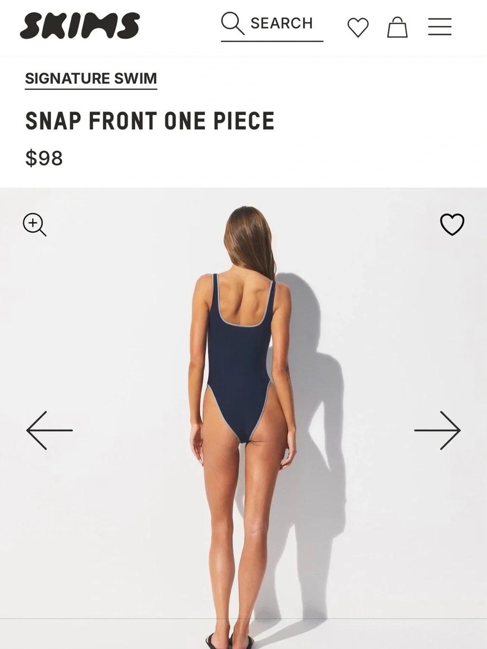 SKIMS Signature Swim Navy Snap Front One Piece Swimsuit NWT